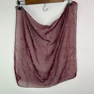 Burgundy‎ Sheer Scarf Polka Dot Evening Accessory Lightweight Shawl Wrap